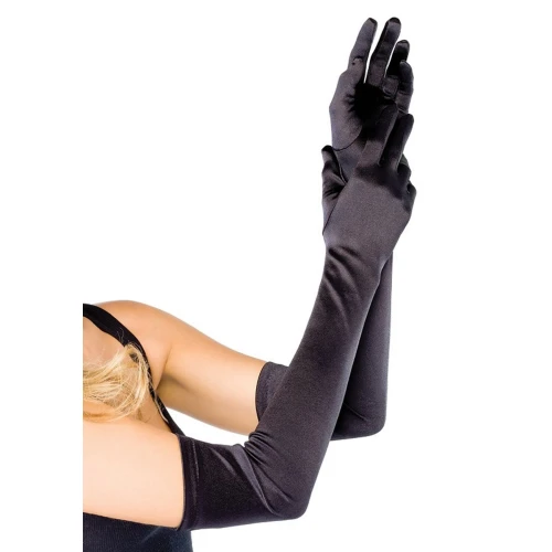 Leg Avenue Extra Long Satin Gloves black - Довгі рукавички