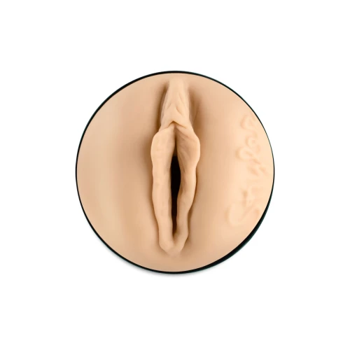 На фото зображено бежево-чорний мастурбатор-вагіна Скайлер Ло, який сумісний з PowerBlow та Keon Kiiroo Feel Skyler Lo для чоловіків на білому тлі.