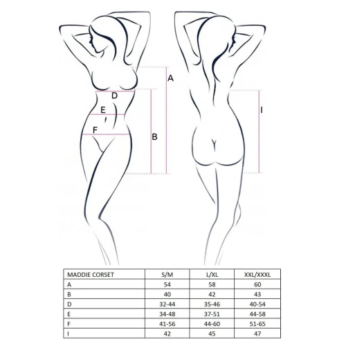 MADDIE CORSET black S/M - Корсет-сорочка з пажами