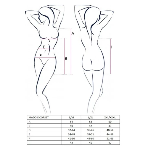 MADDIE CORSET black S/M - Корсет-сорочка з пажами