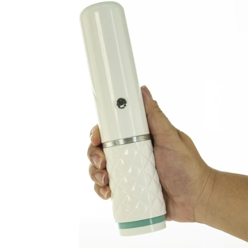 На фото зображено білий вібратор-пульсатор на присосці Pillow Talk Feisty Thrusting Vibrator Teal для жінок на білому тлі.