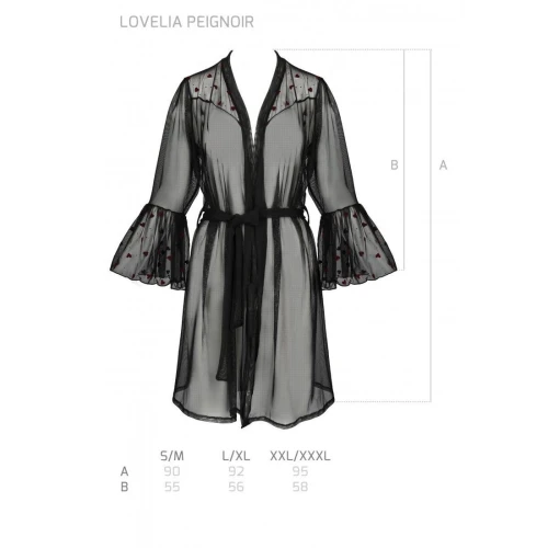 LOVELIA PEIGNOIR black XXL/XXXL — напівпрозорий пеньюар
