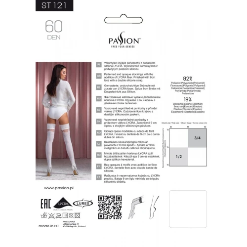 Passion ST121 1/2 - Чулки белые с цветочным орнаментом