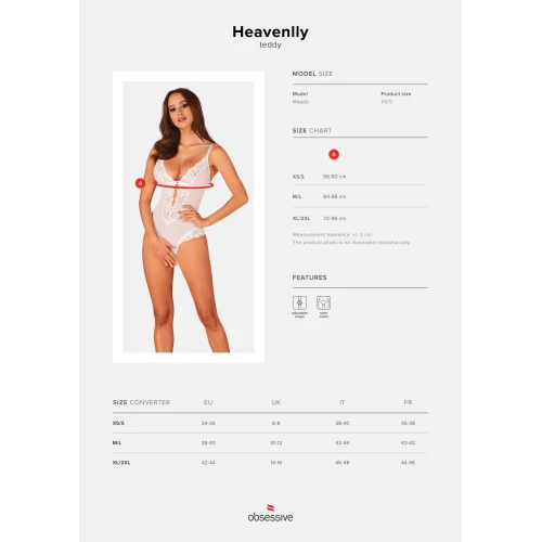 Obsessive Heavenlly M/L - Белый боди с открытым доступом