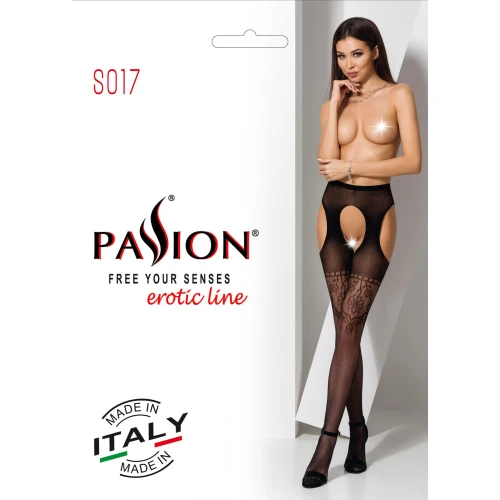 Passion S017 red - Еротичні колготки-бодістокінг