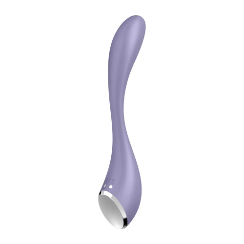 На фото зображено фіолетовий вібратор точки G Satisfyer G-Spot Flex 5+ Petrol для жінок на світлому фоні.