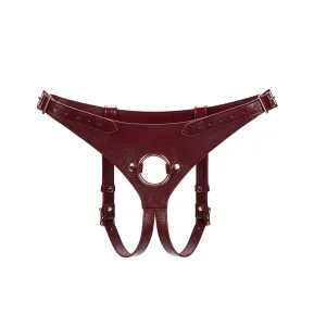 Liebe Seele Wine Red Strap on Harness - Шкіряні трусики для страпону