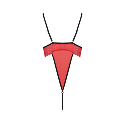 Боди с высоким вырезом бедра AKITA BODY red S/M - Passion Exclusive