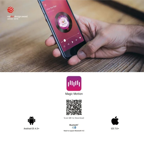 На фото зображено червоне смарт віброяйце Magic Motion Flamingo для жінок на різнокольоровому  тлі.