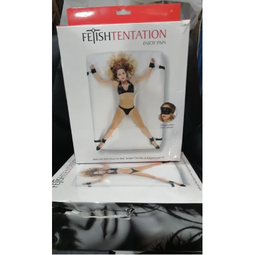 Фиксатор для кровати Fetish Tentation Ankle and Wrist Straps for Bad с маской (мятая упаковка!!!)