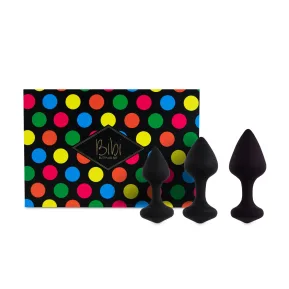 FeelzToys - Bibi Butt Plug Set 3 pcs Black - Набір силіконових анальних пробок