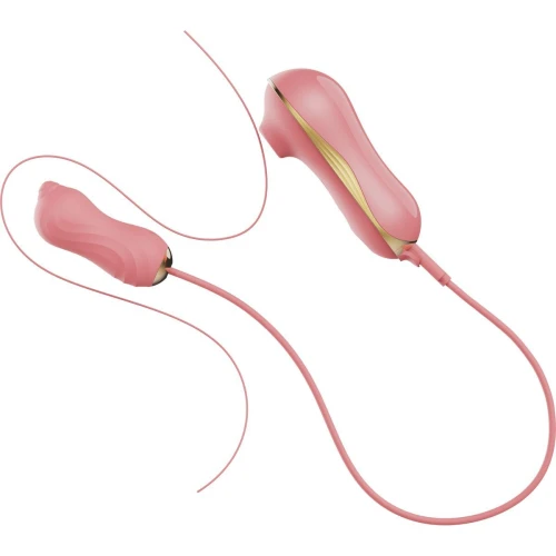 На фото зображено набір вібраторів Zalo - UNICORN Set Pink для жінок на білому тлі.