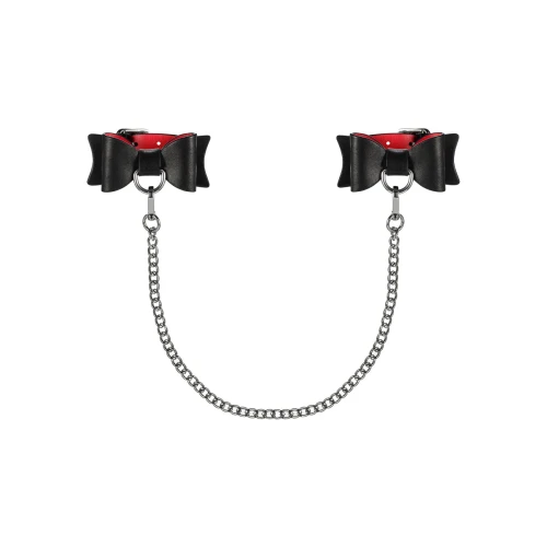 Obsessive A745 cuffs black - Манжети з бантами на руки