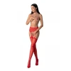 Passion S028 red - Еротичні колготки-бодістокінг