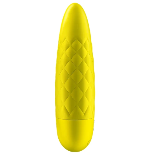 На фото изображен желтый водонепроницаемый вибратор для клитора Satisfyer Ultra Power Bullet 5 Yellow для женщин на белом фоне.