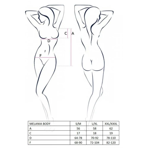 MELANIA BODY black L/XL - Ажурне боді