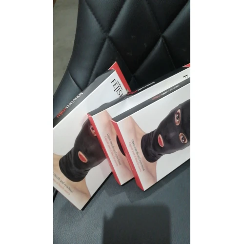 Капюшон для БДСМ с открытыми глазами и ртом Fetish Tentation Open Mouth & Eyes Hood мятая упаковка!