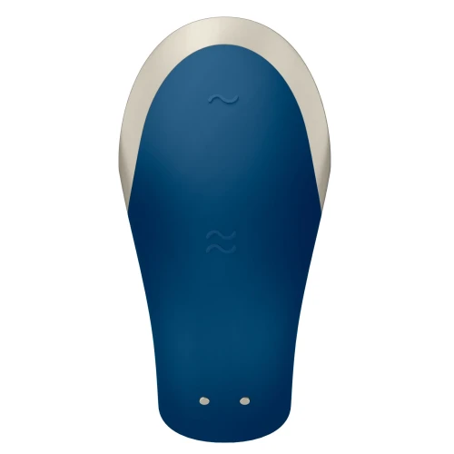 На фото зображено блакитний смарт вібратор Satisfyer Double Love (Blue) для пар на білому тлі.