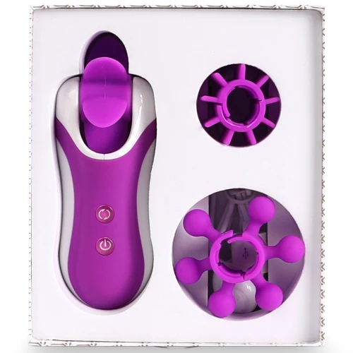 На фото изображен фиолетовый стимулятор для клитора FeelzToys - Clitella Oral Clitoral Stimulator Purple для женщин на белом фоне.