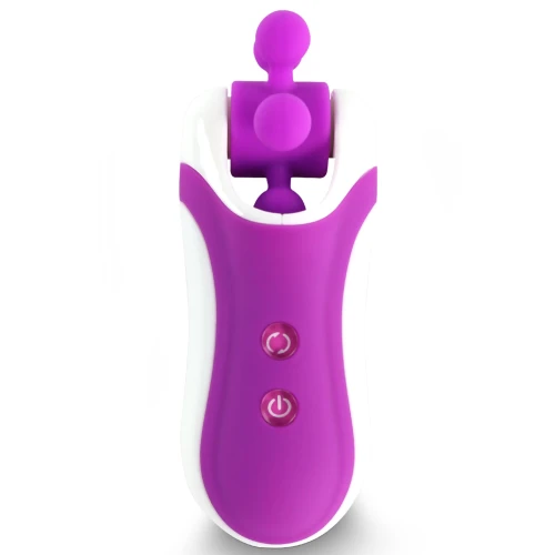 На фото изображен фиолетовый стимулятор для клитора FeelzToys - Clitella Oral Clitoral Stimulator Purple для женщин на белом фоне.