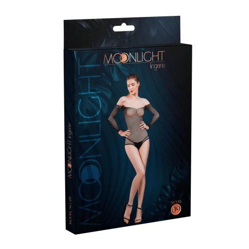 Сетчатое боди со стразами Moonlight Model 09 XS-L Black (мятая упаковка!!!)