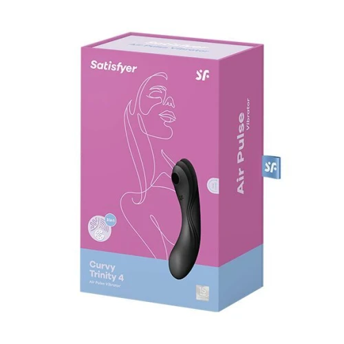 Вакуумный стимулятор с вибрацией Satisfyer Curvy Trinity 4 Black (мятая упаковка)
