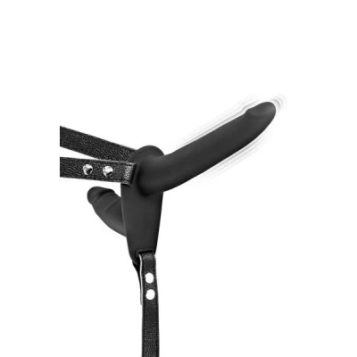 Fetish Tentation Vibrating Strap—On with Double Dildo Black — Двойной страпон с вибрацией 