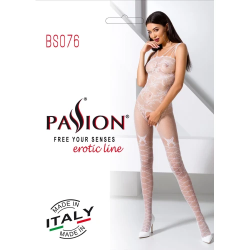 Ажурный бодистокинг с интимными вырезами Passion BS076 white