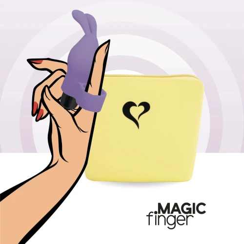 На фото изображен фиолетовый вибратор на палец с ушками FeelzToys Magic Finger Vibrator Purple для пар на фиолетовом фонеНа фото изображен фиолетовый вибратор на палец с ушками FeelzToys Magic Finger Vibrator Purple для пар на фиолетовом фоне
