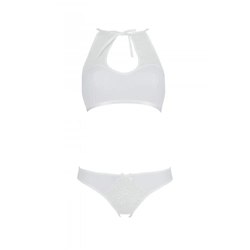 Passion URSULA SET white S/M - Бра и трусики с ажурным декором