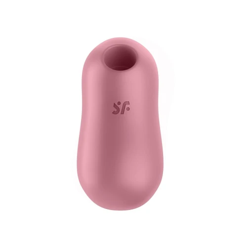 На фото изображен светло-красный вакуумный вибратор Satisfyer Cotton Candy Light Red для женщин на белом фоне.