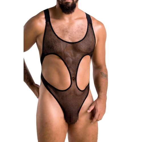 Passion 040 S/M - Напівпрозорий боді для чоловіків BODY LEON black