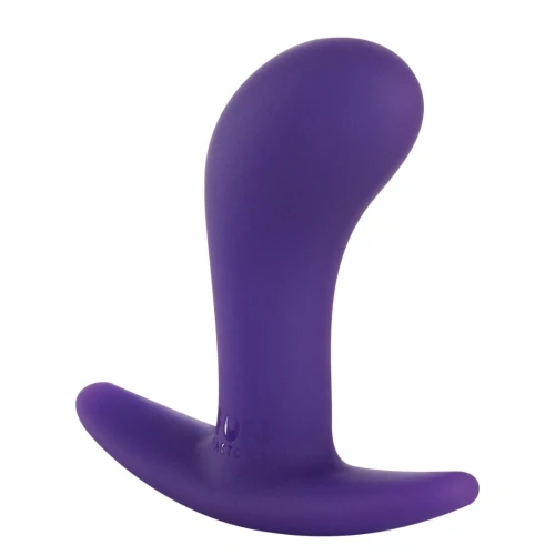 На фото зображено фіолетовий анальний затор Fun Factory BOOTIE S унісекс на світлому тлі