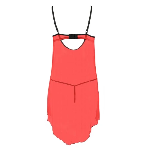 CHERRY CHEMISE red L/XL - Прозрачный пеньюар с открытой грудью