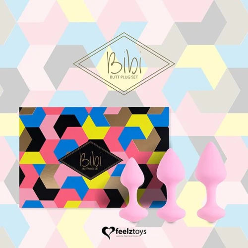 FeelzToys — Bibi Butt Plug Set 3 pcs Pink — Набор силиконовых анальных пробок