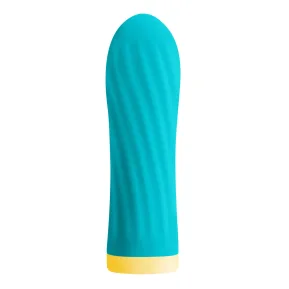 Вибропуля S Pleasures Bullets Twist & Shout Turquoise, бирюзовая, ребристая поверхность, 10 режимов