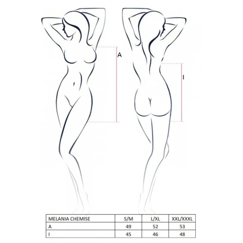 MELANIA CHEMISE black L/XL - Прозора сорочка