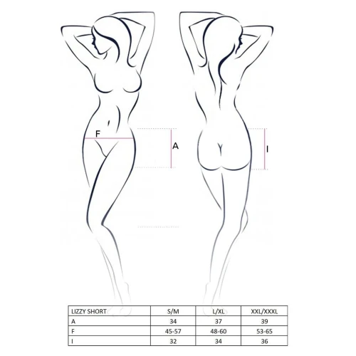 (SALE) Шортики под латекс со шнуровкой LIZZY SHORT black XXL/XXXL - Passion Exclusive