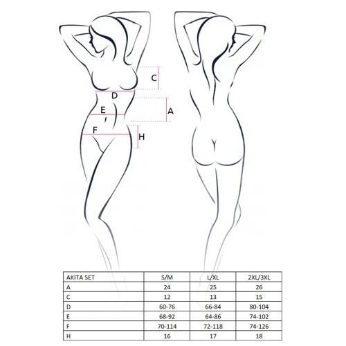 Комплект белья AKITA SET red XXL/XXXL - Passion Exclusive: широкий пояс, лиф, стринги