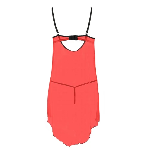 CHERRY CHEMISE red S/M - Прозрачный пеньюар с открытой грудью