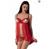 CHERRY CHEMISE red S/M - Прозрачный пеньюар с открытой грудью