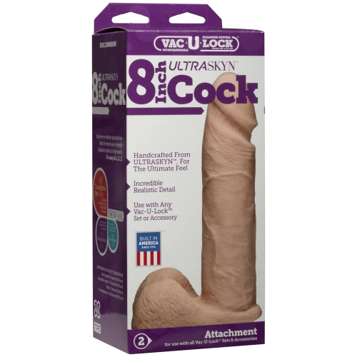 Doc Johnson Vac-U-Lock - 8 Inch ULTRASKYN Cock White - Мягкий фаллоимитатор выполнен как реалистичный член