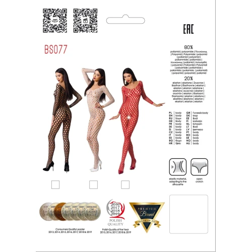 Бодистокинг с крупной сеткой Passion BS077 red