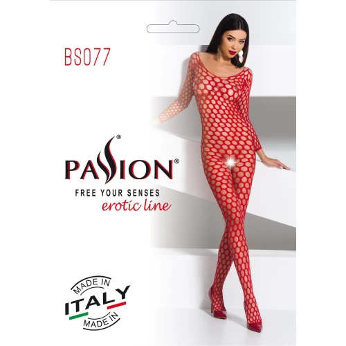 Бодистокинг с крупной сеткой Passion BS077 red