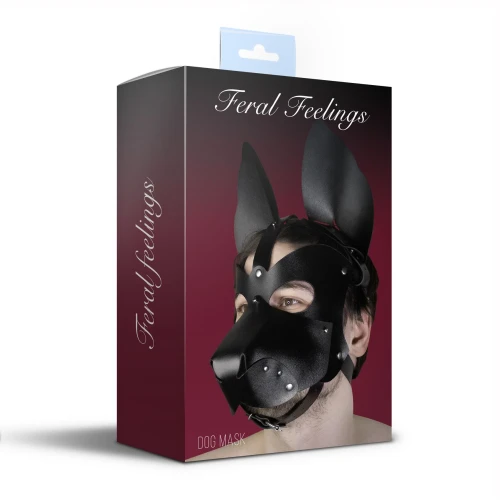 На фото изображена черная маска собаки 2 в 1 со сьемной мордой Feral Feelings унисекс на белом фоне