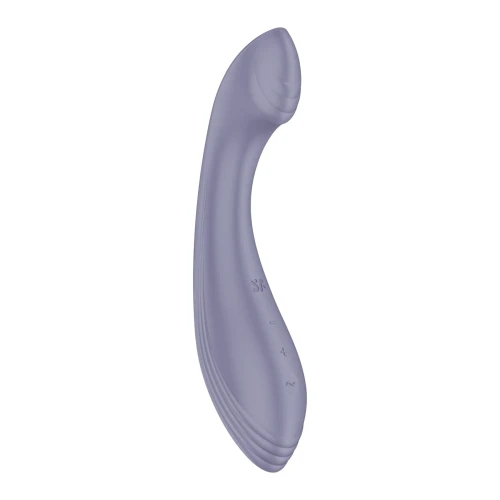На фото зображено фіолетовий точковий вібратор для точки G Satisfyer G-Force Violet для жінок на білому тлі.