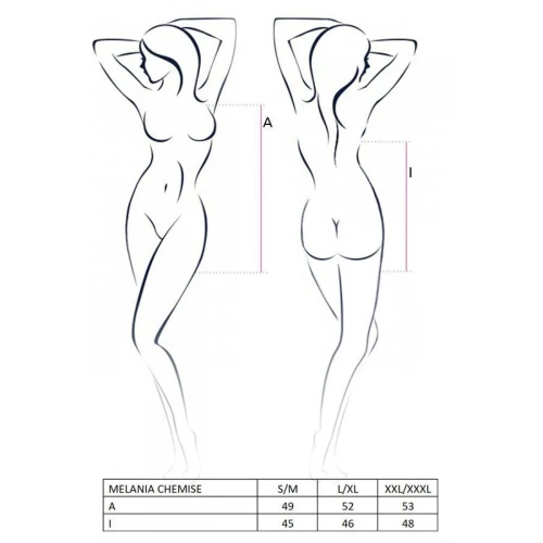 MELANIA CHEMISE black S/M - Прозора сорочка