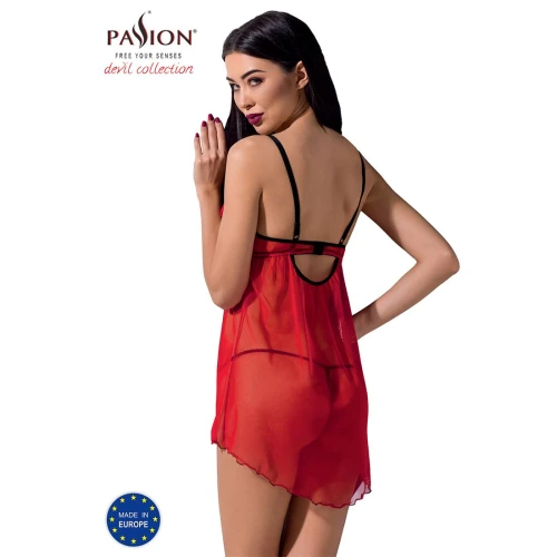 CHERRY CHEMISE red XXL/XXXL - Прозрачный пеньюар с открытой грудью