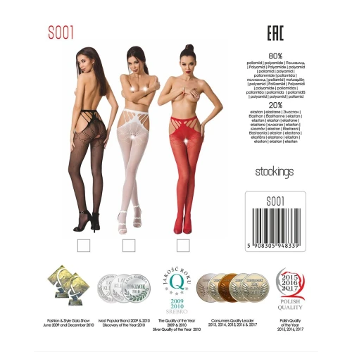 Passion S001 white - Еротичні колготки-бодістокінг