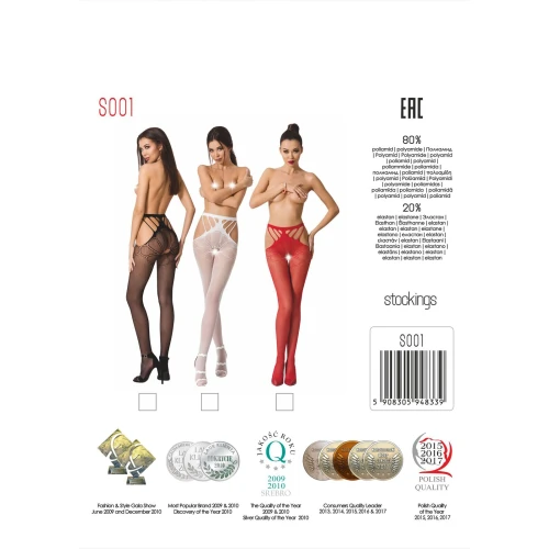 Passion S001 white - Еротичні колготки-бодістокінг